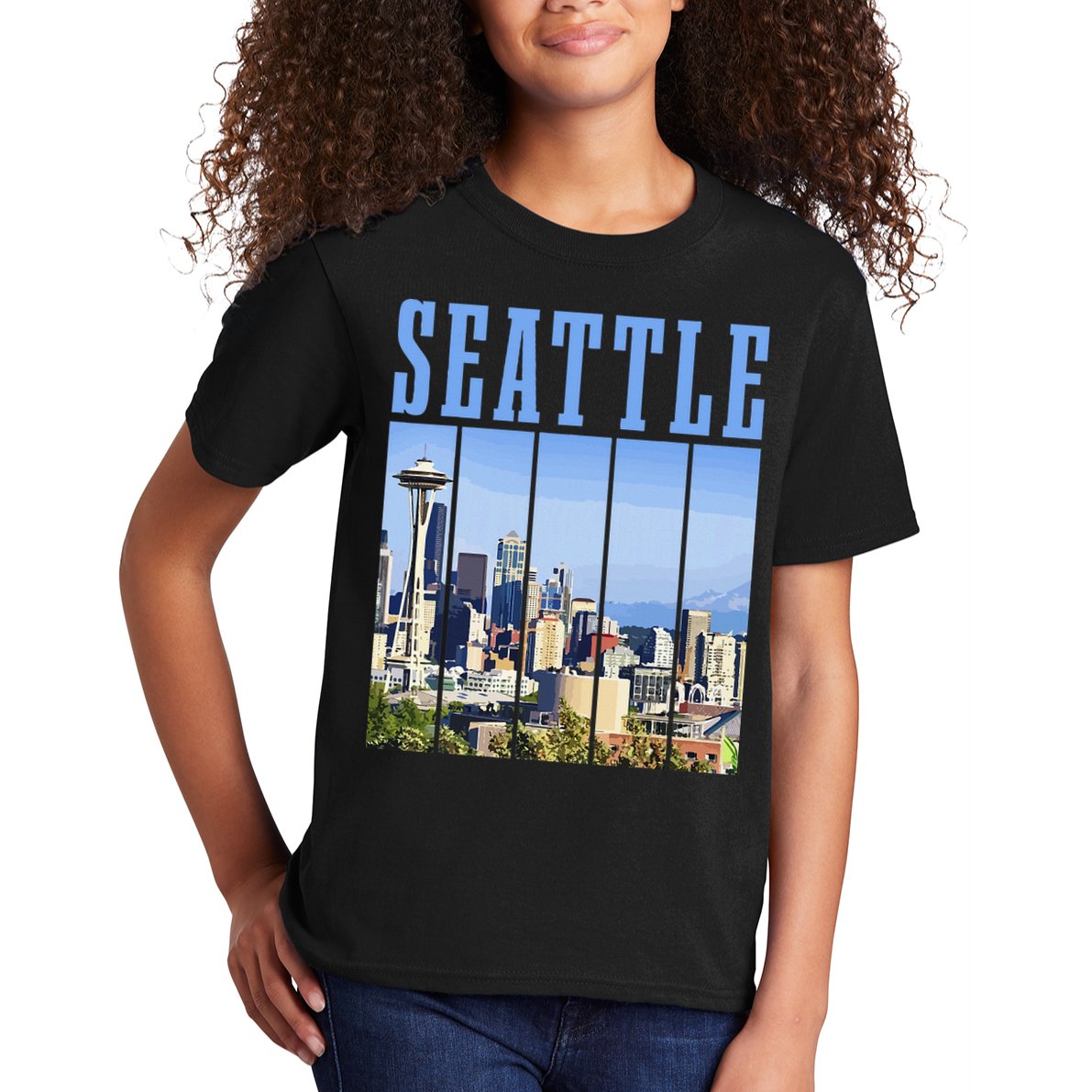 Seattle Skyline Washington Vintage Pride Kids T-Shirt