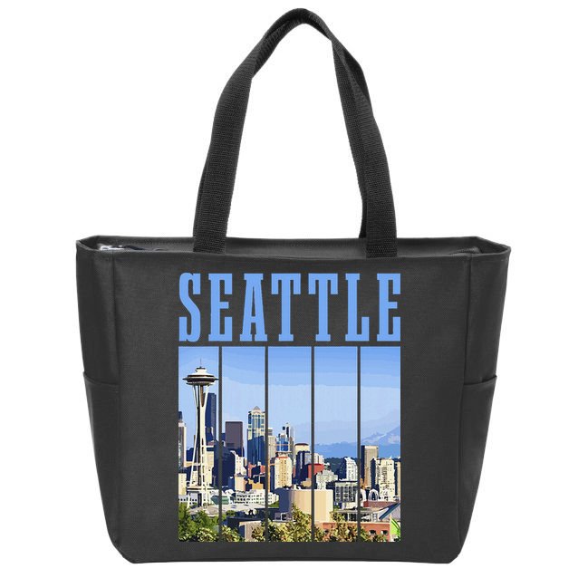 Seattle Skyline Washington Vintage Pride Zip Tote Bag