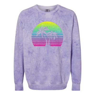 Summertime Synthwave Sunset With Palms Colorblast Crewneck Sweatshirt