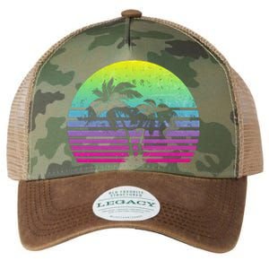 Summertime Synthwave Sunset With Palms Legacy Tie Dye Trucker Hat