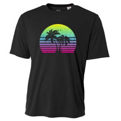 Summertime Synthwave Sunset With Palms Cooling Performance Crew T-Shirt