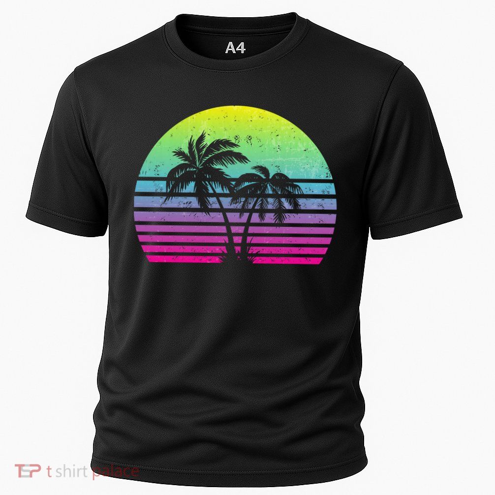 Summertime Synthwave Sunset With Palms Performance Shirt