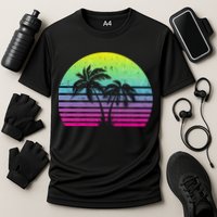 Summertime Synthwave Sunset With Palms Performance Shirt