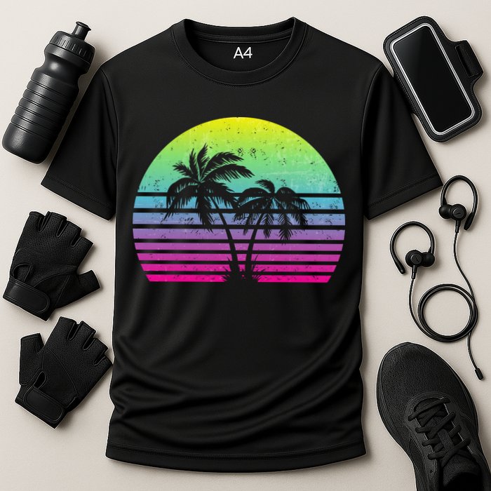 Summertime Synthwave Sunset With Palms Performance Shirt