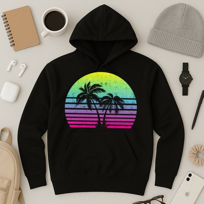 Summertime Synthwave Sunset With Palms Hoodie