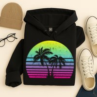 Summertime Synthwave Sunset With Palms Hoodie