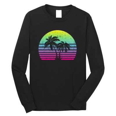 Summertime Synthwave Sunset With Palms Long Sleeve Shirt