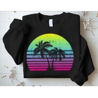 Summertime Synthwave Sunset With Palms Sweatshirt