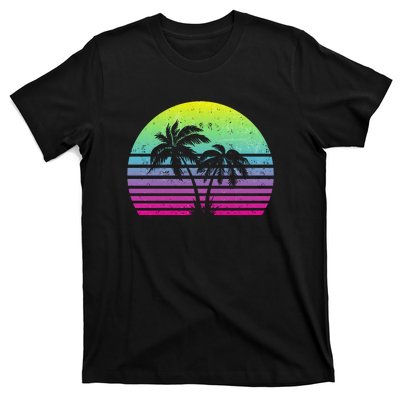 Summertime Synthwave Sunset With Palms T-Shirt