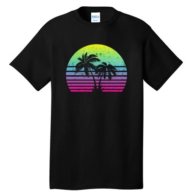 Summertime Synthwave Sunset With Palms Tall T-Shirt