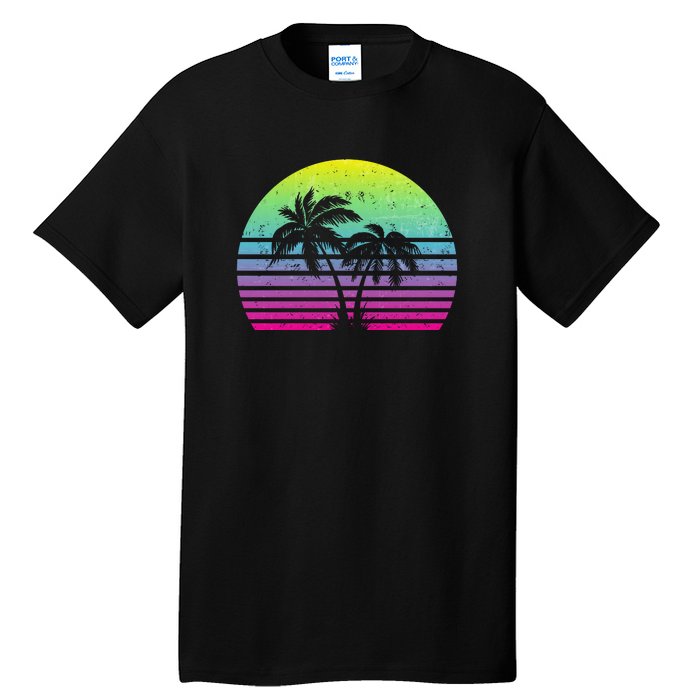 Summertime Synthwave Sunset With Palms Tall T-Shirt