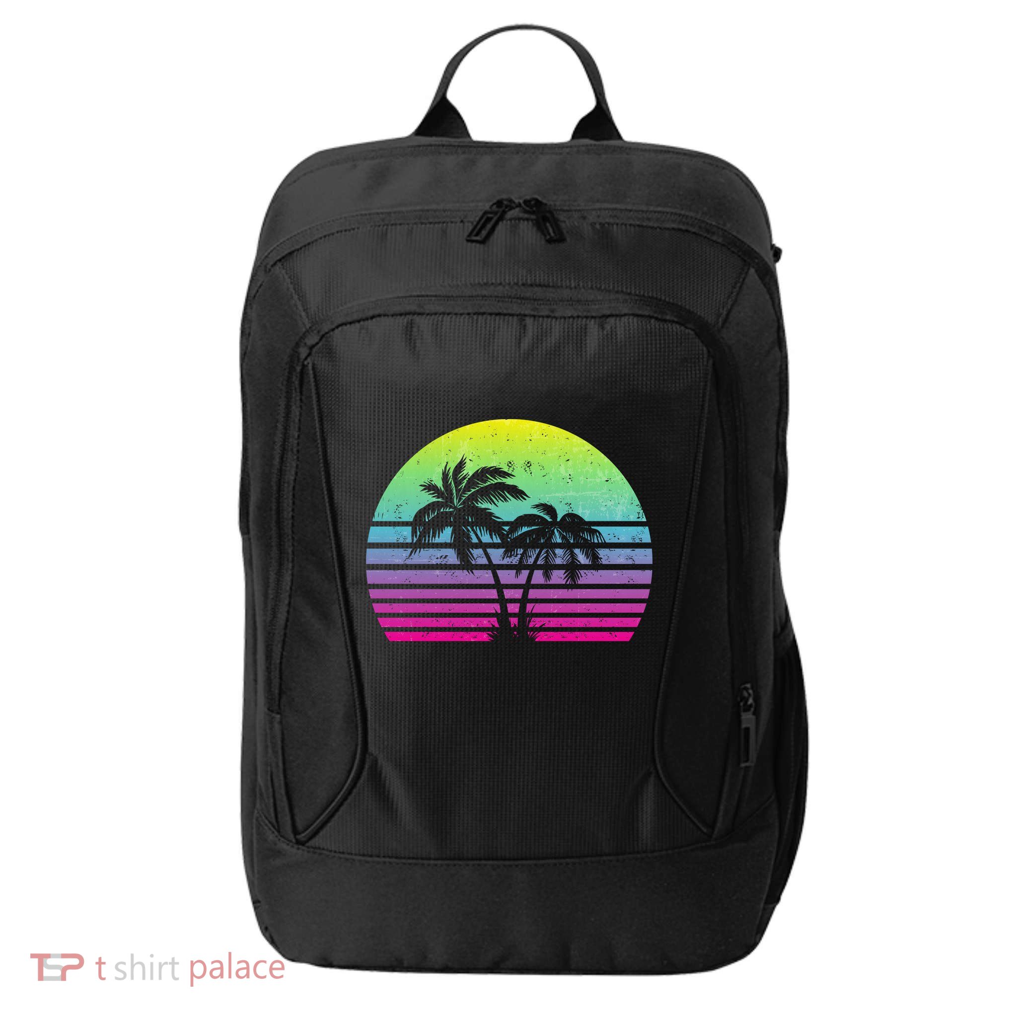 Summertime Synthwave Sunset With Palms City Backpack