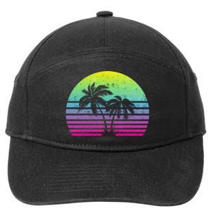 Summertime Synthwave Sunset With Palms 7-Panel Snapback Hat