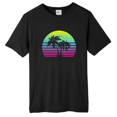 Summertime Synthwave Sunset With Palms Tall Fusion ChromaSoft Performance T-Shirt