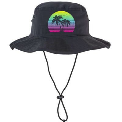 Summertime Synthwave Sunset With Palms Bucket Hat