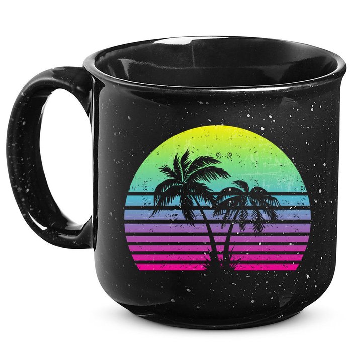 Summertime Synthwave Sunset With Palms 15oz Campfire Ceramic Mug