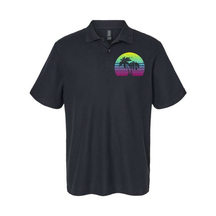 Summertime Synthwave Sunset With Palms Softstyle Adult Sport Polo