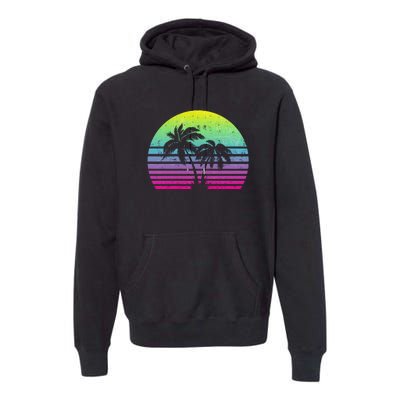 Summertime Synthwave Sunset With Palms Premium Hoodie