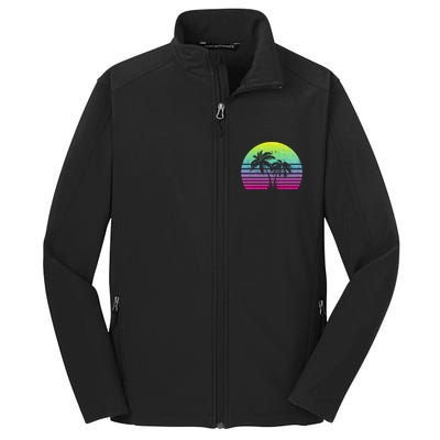 Summertime Synthwave Sunset With Palms Core Soft Shell Jacket