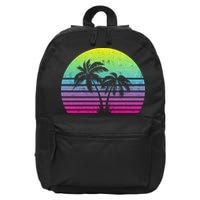 Summertime Synthwave Sunset With Palms 16 in Basic Backpack