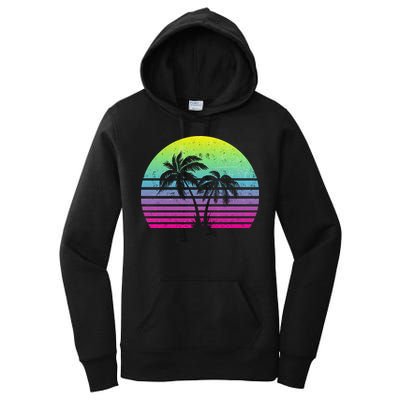 Summertime Synthwave Sunset With Palms Women's Pullover Hoodie
