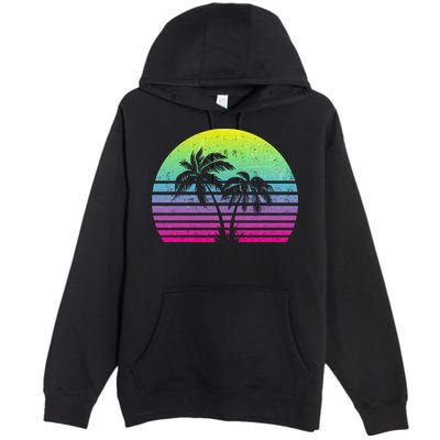 Summertime Synthwave Sunset With Palms Premium Pullover Hoodie