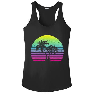 Summertime Synthwave Sunset With Palms Ladies PosiCharge Competitor Racerback Tank