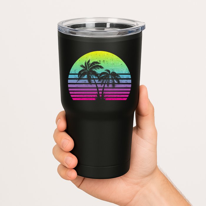 Summertime Synthwave Sunset With Palms Tumbler