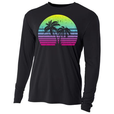 Summertime Synthwave Sunset With Palms Cooling Performance Long Sleeve Crew