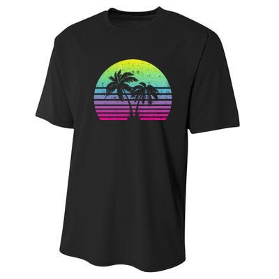 Summertime Synthwave Sunset With Palms Performance Sprint T-Shirt