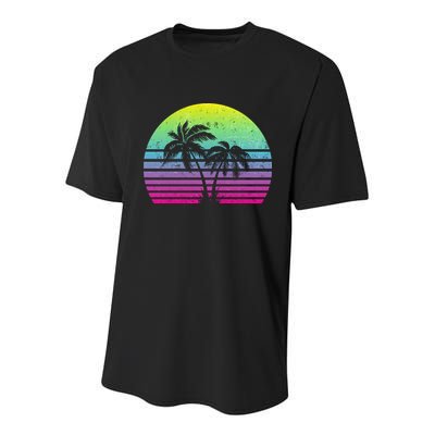 Summertime Synthwave Sunset With Palms Youth Performance Sprint T-Shirt