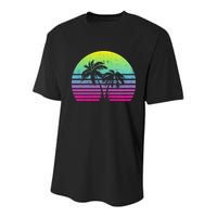 Summertime Synthwave Sunset With Palms Youth Performance Sprint T-Shirt