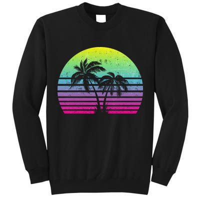Summertime Synthwave Sunset With Palms Tall Sweatshirt