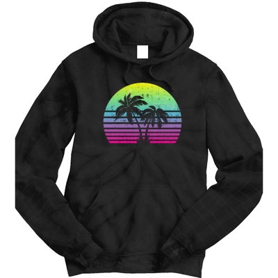 Summertime Synthwave Sunset With Palms Tie Dye Hoodie