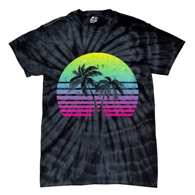 Summertime Synthwave Sunset With Palms Tie-Dye T-Shirt