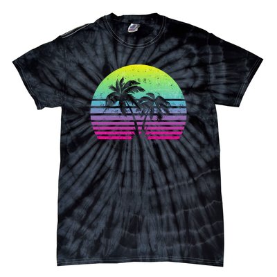 Summertime Synthwave Sunset With Palms Tie-Dye T-Shirt