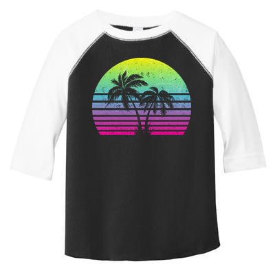 Summertime Synthwave Sunset With Palms Toddler Fine Jersey T-Shirt