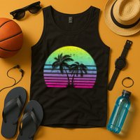Summertime Synthwave Sunset With Palms Tank Top