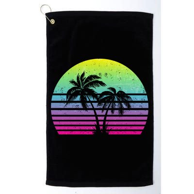 Summertime Synthwave Sunset With Palms Golf Towel