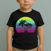 Summertime Synthwave Sunset With Palms Toddler T-Shirt
