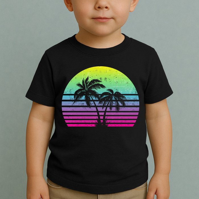 Summertime Synthwave Sunset With Palms Toddler T-Shirt
