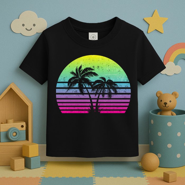 Summertime Synthwave Sunset With Palms Toddler T-Shirt