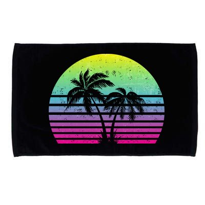 Summertime Synthwave Sunset With Palms Microfiber Hand Towel
