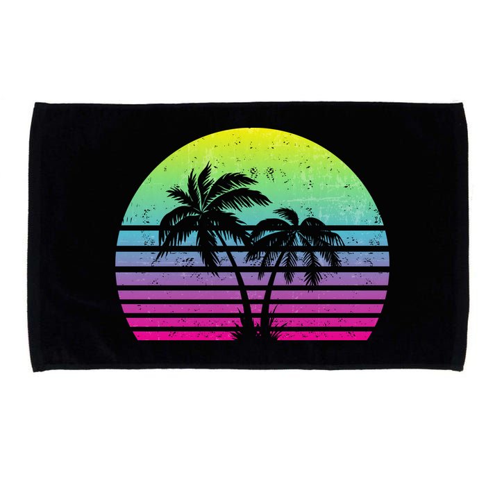 Summertime Synthwave Sunset With Palms Microfiber Hand Towel