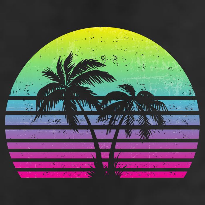 Summertime Synthwave Sunset With Palms Microfiber Hand Towel