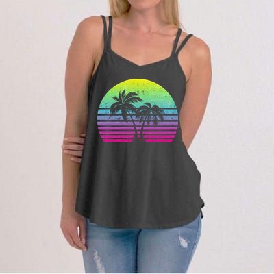 Summertime Synthwave Sunset With Palms Women's Strappy Tank