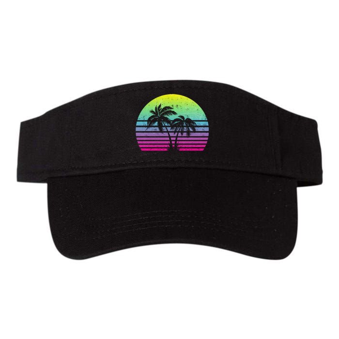 Summertime Synthwave Sunset With Palms Valucap Bio-Washed Visor