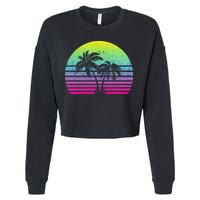 Summertime Synthwave Sunset With Palms Cropped Pullover Crew