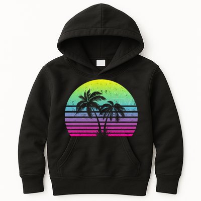 Summertime Synthwave Sunset With Palms Kids Hoodie