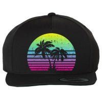 Summertime Synthwave Sunset With Palms Wool Snapback Cap